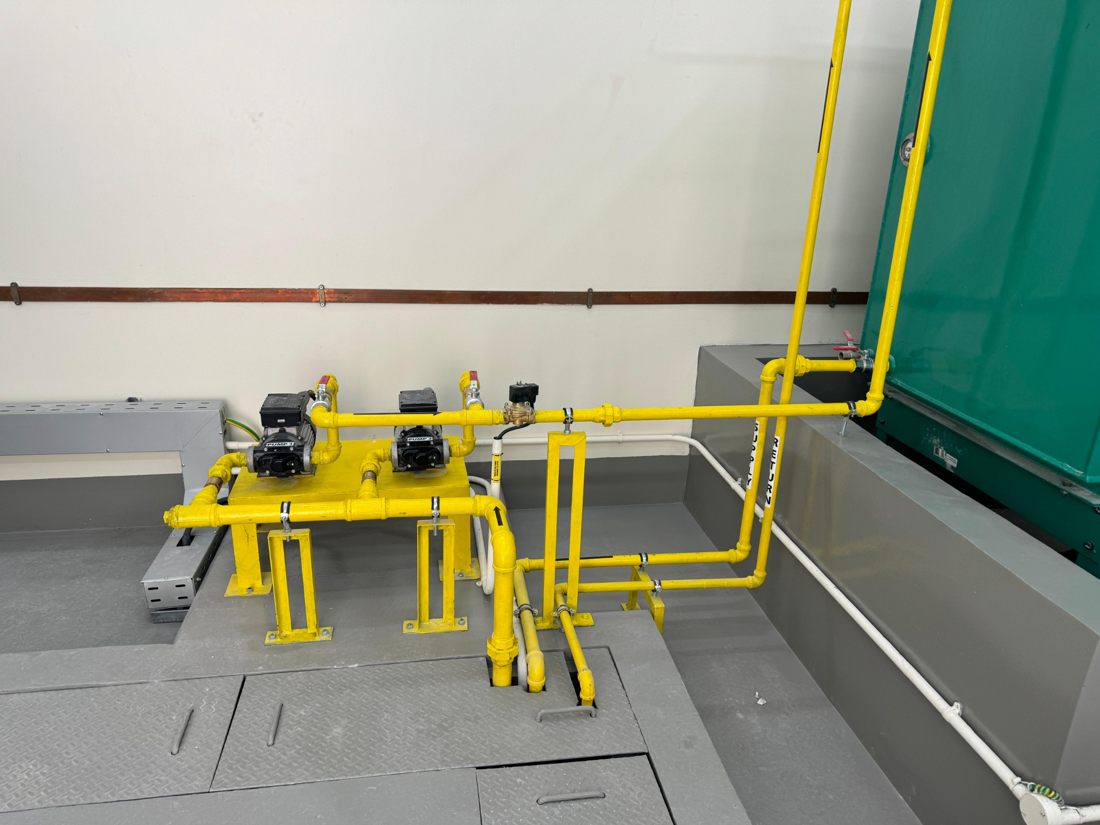 Yellow diesel fuel piping and transfer pump arrangement